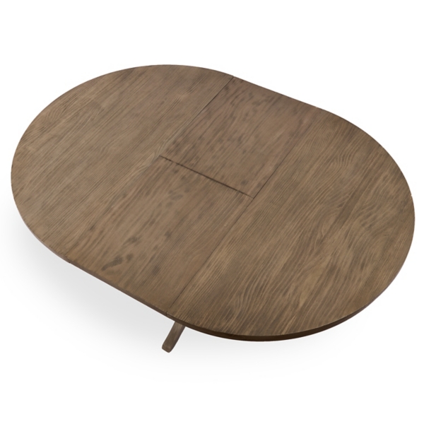 Round French Gray Wood Dining Table