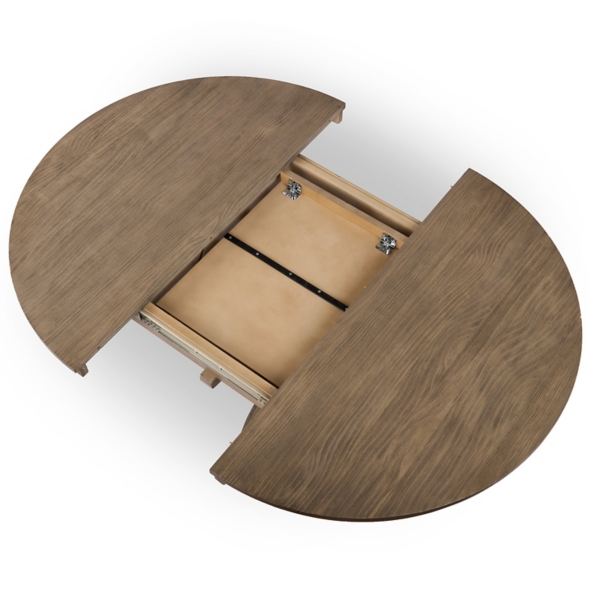 Round French Gray Wood Dining Table