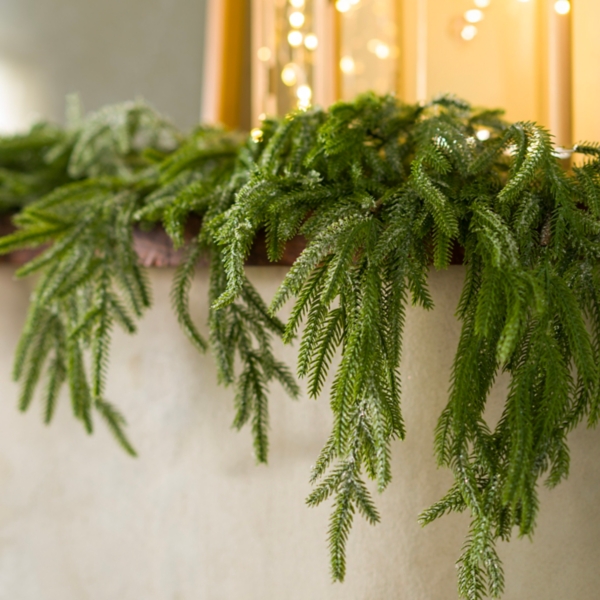 Frosted Norfolk Pine Natural Touch Garland, 5 ft.