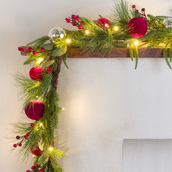 Pre-Lit Ornament Christmas Garland