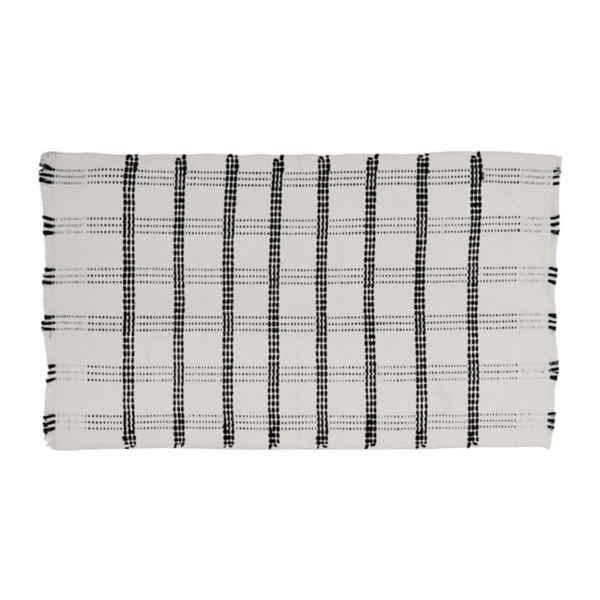 Ivory and Taupe Plaid Scatter Rug