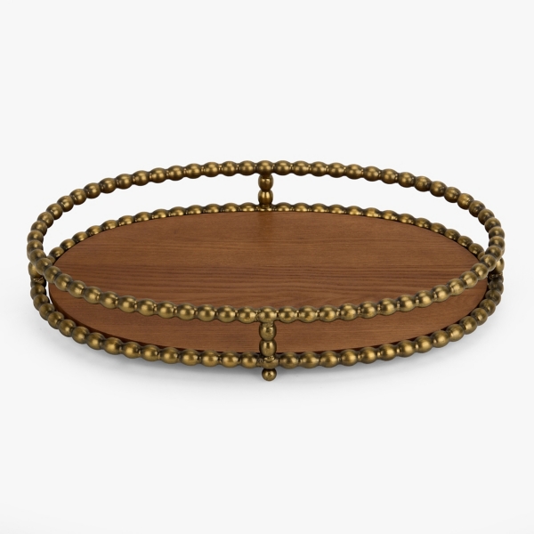 Victoria Gold Bead Oval Decorative Tray