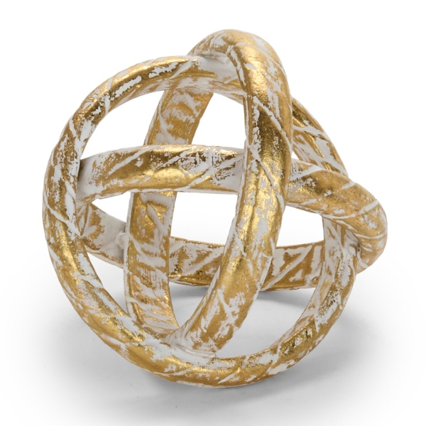 Gold Whitewash Metal Braid Orb, 6.5 in.