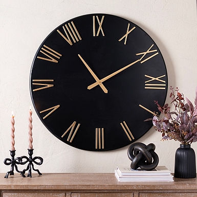 Black Metal Open Face Aiden Wall Clock | Kirklands Home