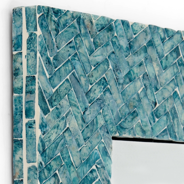 Blue Capiz Square Wall Mirror