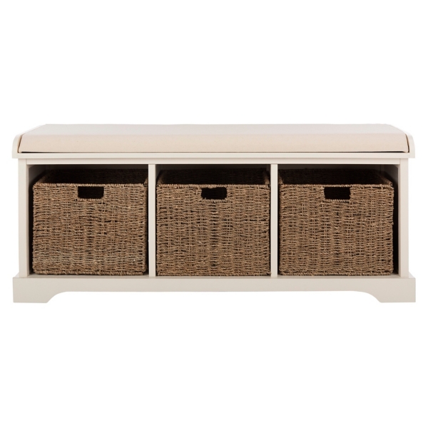 White Upholstered Jeanette Storage Bench