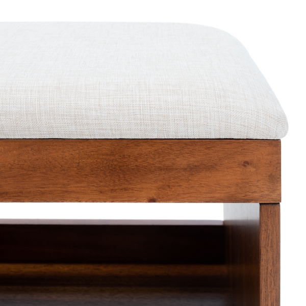 Linen Norma Open Shelf Wood Bench