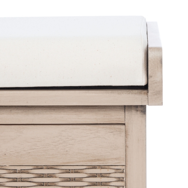 Sand Upholstered Lanie 2-Drawer Storage Bench