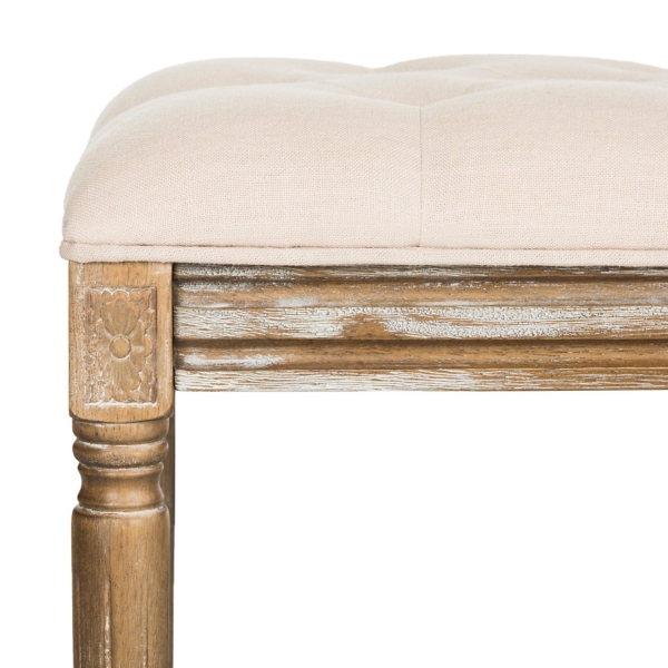 Beige Tufted Linen Lucita Bench