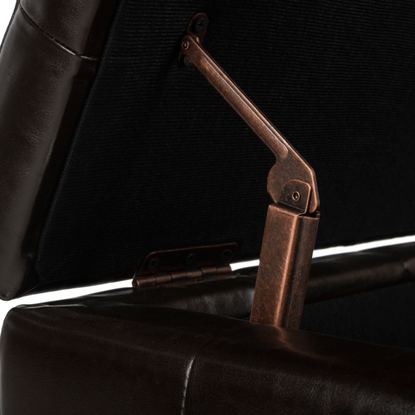 Brown Faux Leather Tina Upholstered Storage Bench