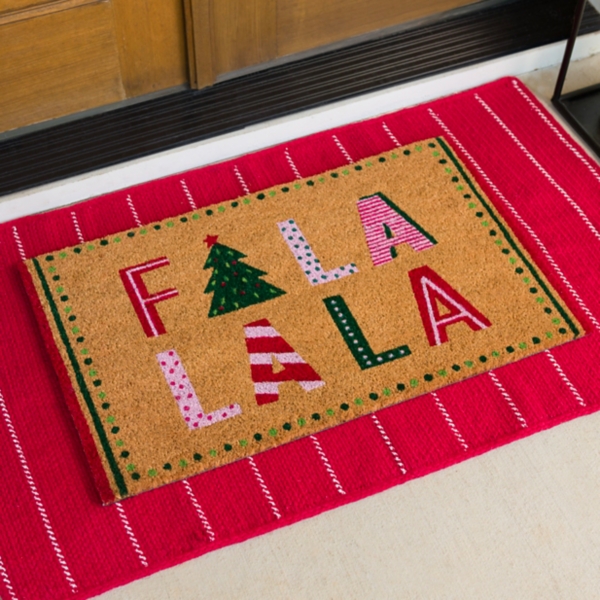 Festive Fa La La La Christmas Coir Doormat