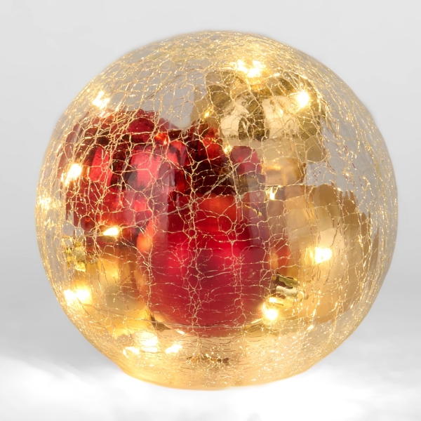 LED Crackle Glass Christmas Ornament Statue, 5 in.