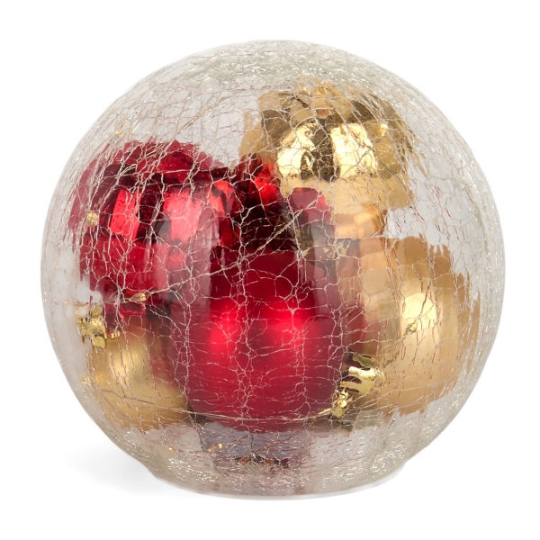 LED Crackle Glass Christmas Ornament Statue, 5 in.