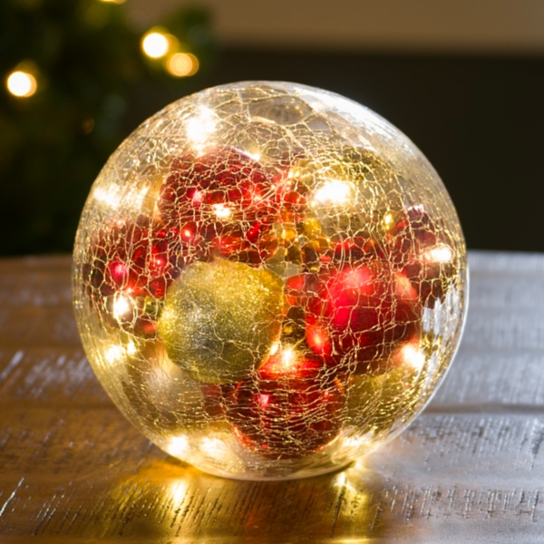 LED Crackle Glass Christmas Ornament Statue