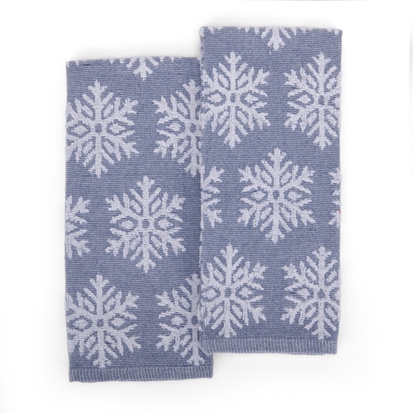 Blue Jacquard Snowflake Kitchen Towels, Set of 2