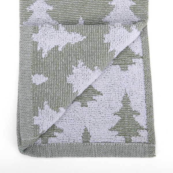 Green Jacquard Tree Kitchen Towels, Set of 2