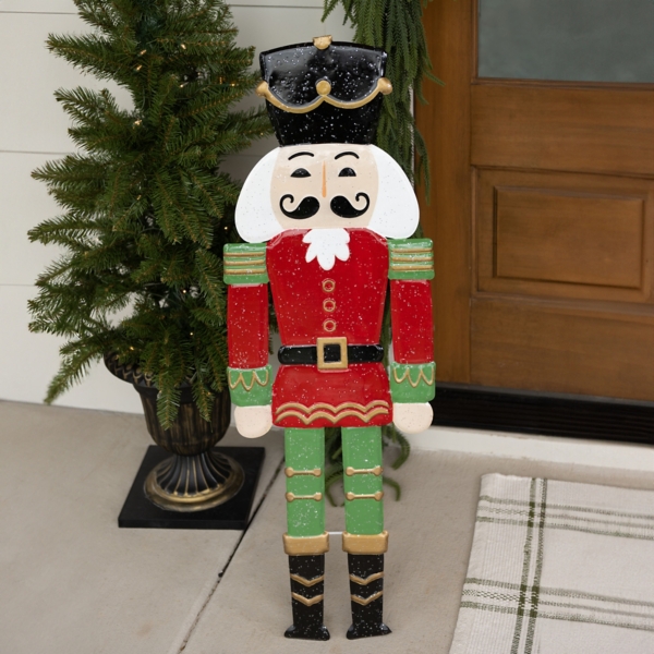 Holly Nutcracker Metal Outdoor Porch Easel