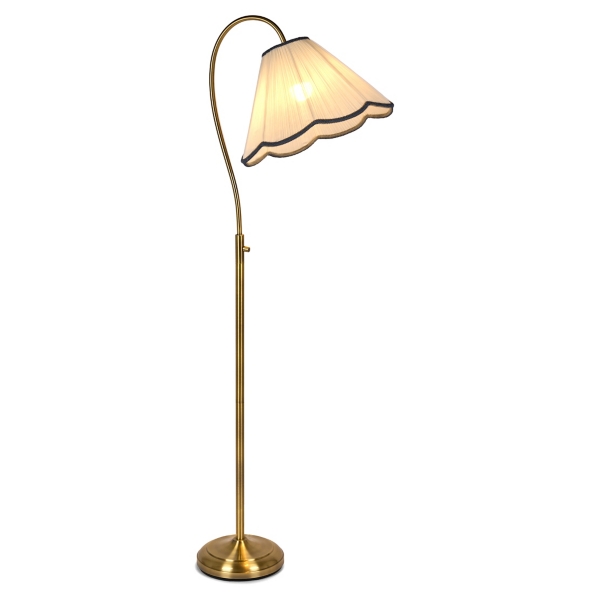 Gold Arch Floor Lamp with Pleated Linen Shade | Kirklands Home