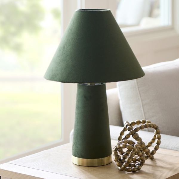 Dark Green Velvet Monochrome Table Lamp