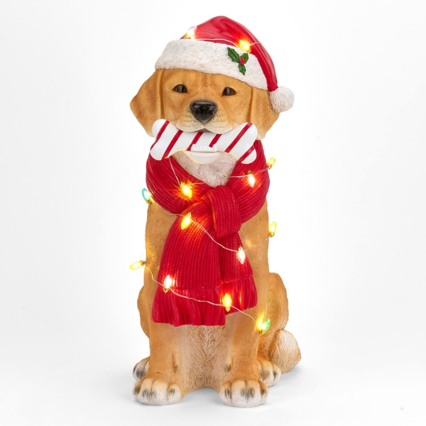 LED Golden Retriever Christmas Statue | Kirklands Home