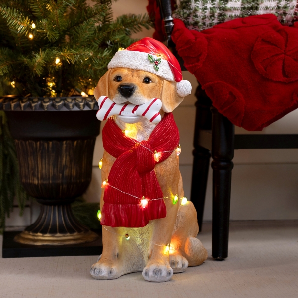 LED Golden Retriever Christmas Statue Kirklands Home