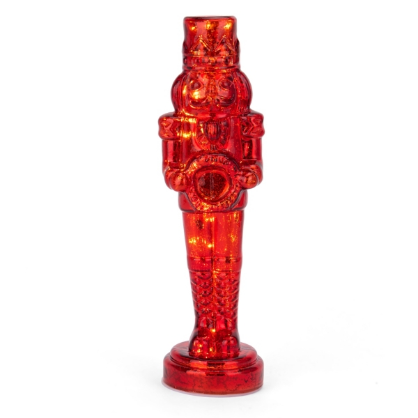LED Red Glass Nutcracker Figurine