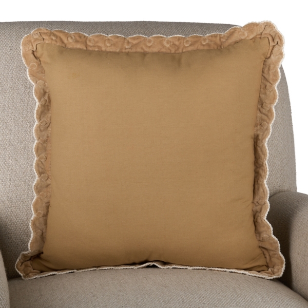 Taupe Velvet Looped Trim Pillow