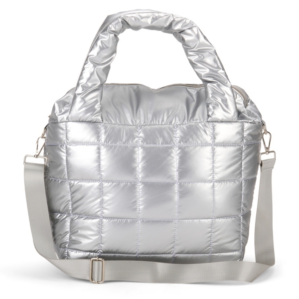 Metallic Silver Woven Puffy Tote | Kirklands Home