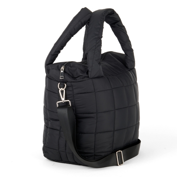 Matte Black Woven Puffy Tote