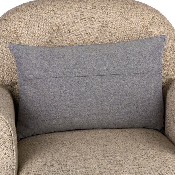 Faded Blue Embroidered Floral Lumbar Pillow