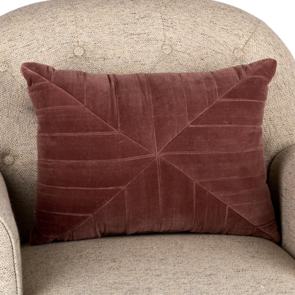 Mauve Pleated Velvet Lumbar Pillow