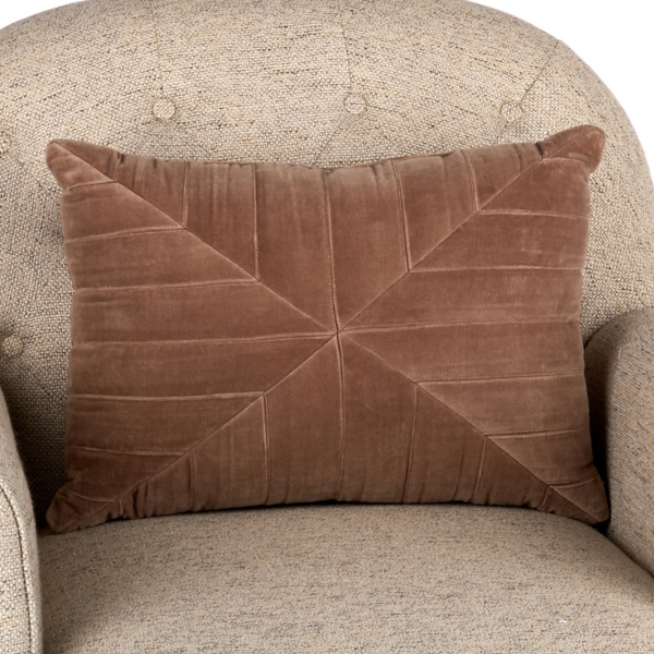 Taupe Pleated Velvet Lumbar Pillow