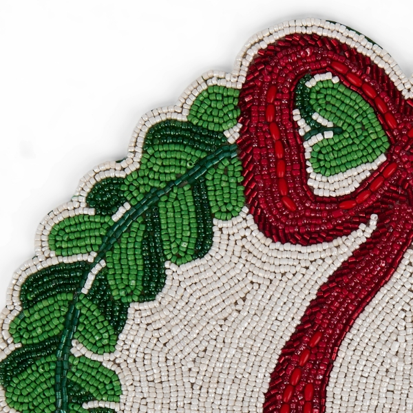 Christmas Wreath Red Bow Beaded Placemat