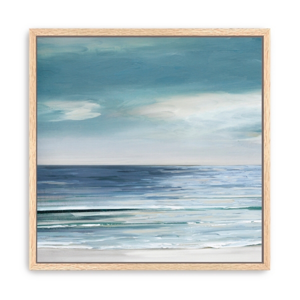 Blue & Silver Shore Framed Canvas Art Print, 40x40
