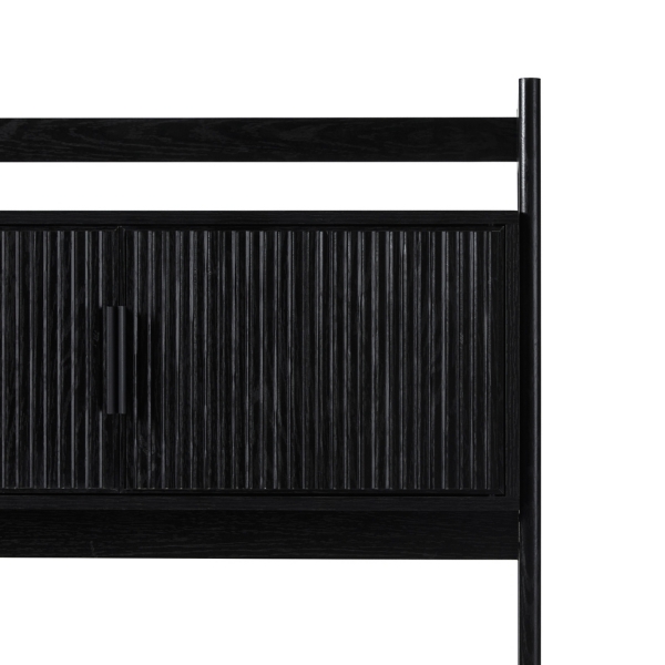 Black Transitional Reeded Hutch Desk