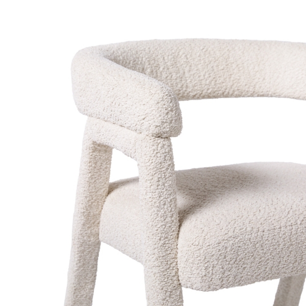 Cream Boucle Upholstered Dining Chairs, Set of 2