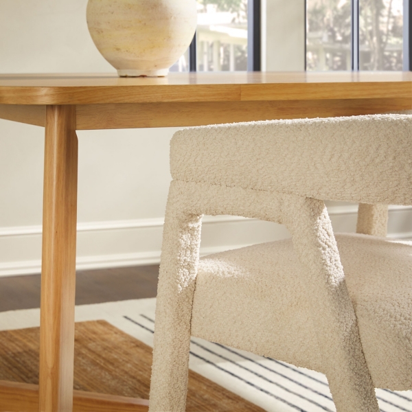 Cream Boucle Upholstered Dining Chairs, Set of 2