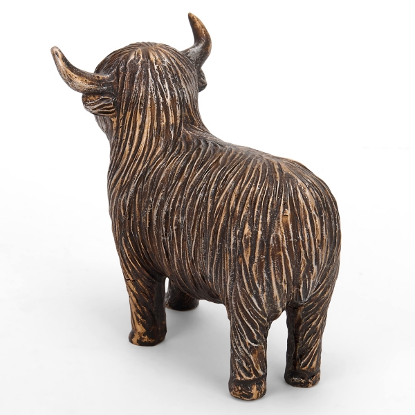 Antique Gold Highland Cow Figurine
