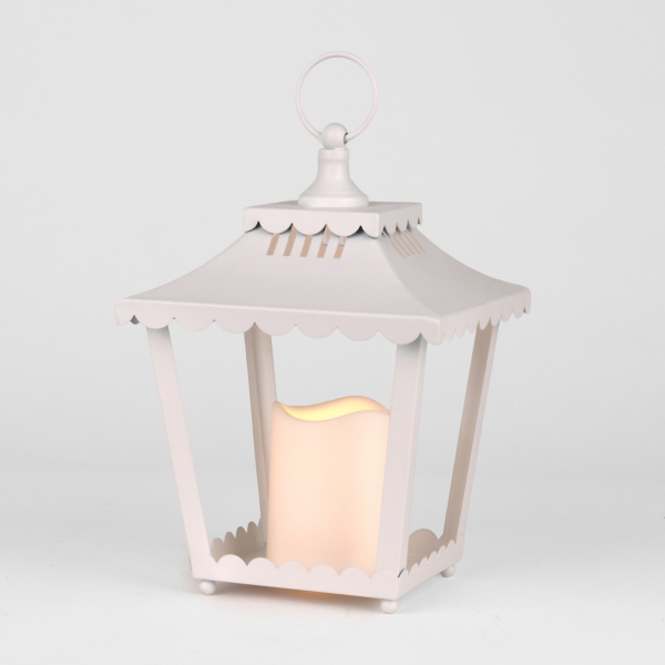 LED White Metal Scalloped Lantern, 10.5 in. | Kirklands Home