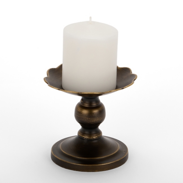 Dark Gold Metal Pillar Candle Holder