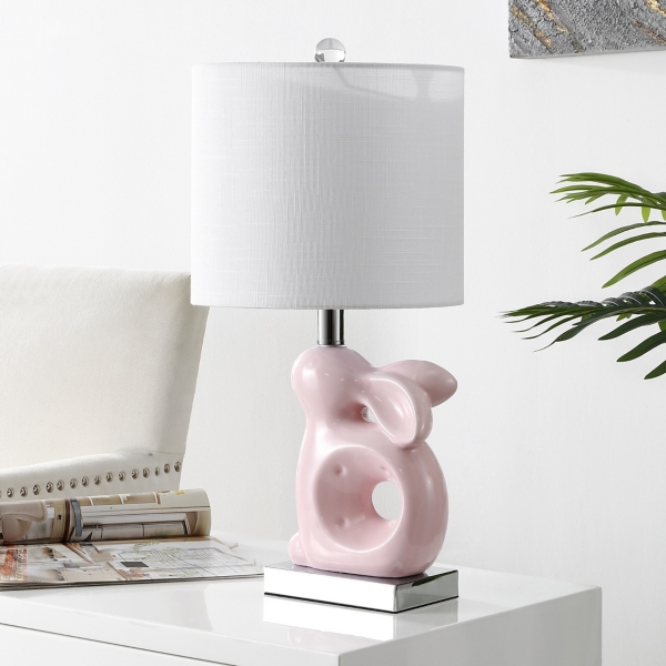 SAFAVIEH Pink Ceramic Bunny Kids Table Lamp