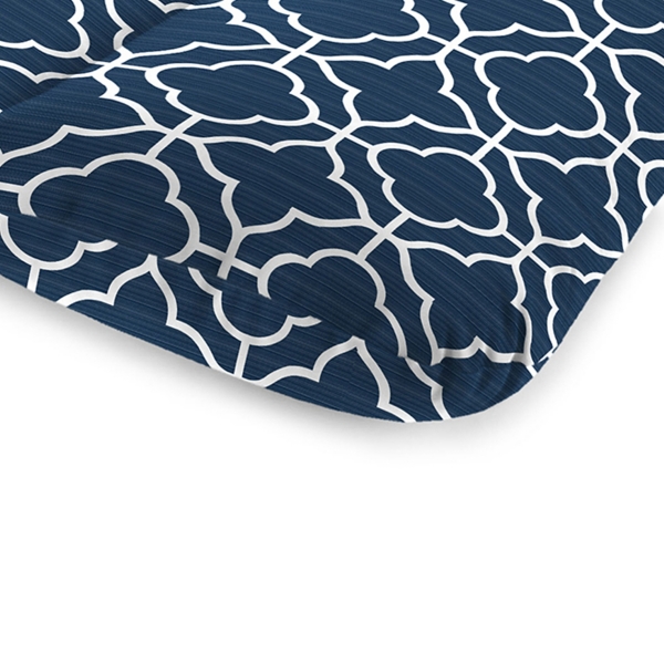 Navy Blue Quatrefoil Outdoor Chaise Cushion