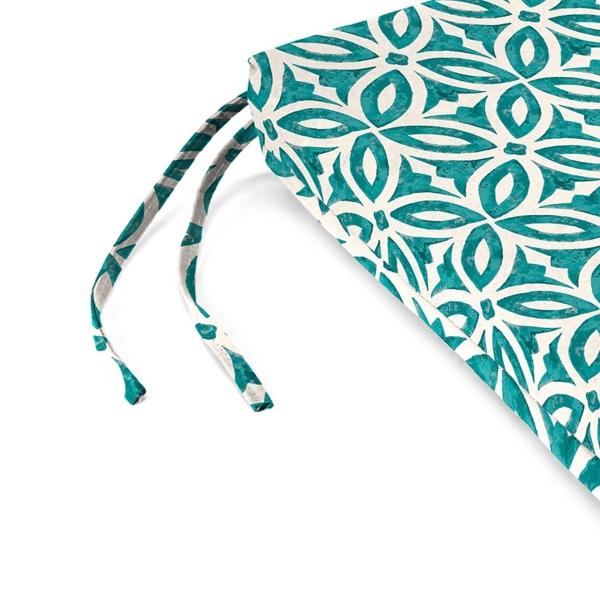 Teal Geometric Outdoor Seat Cushions, Set of 2