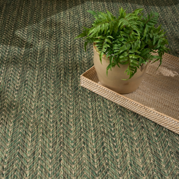 Green Chevron Horizon Outdoor Rug
