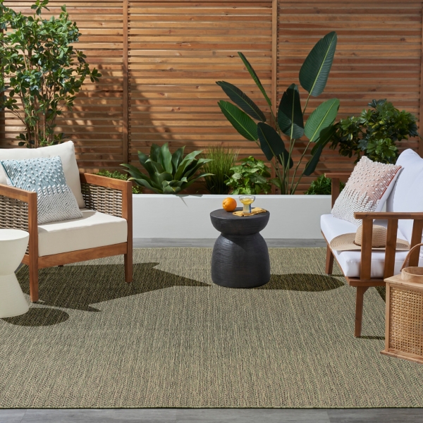Green Chevron Horizon Outdoor Rug, 9x12
