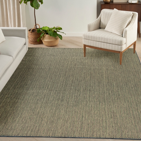 Green Chevron Horizon Outdoor Rug, 9x12