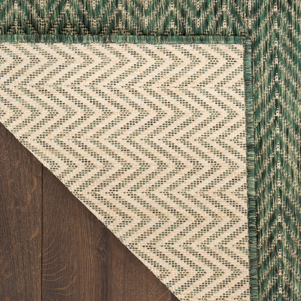 Green Chevron Horizon Outdoor Rug, 9x12