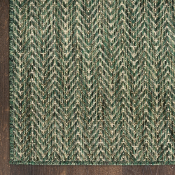 Green Chevron Horizon Outdoor Rug, 9x12