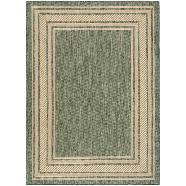 Green Bordered Horizon Outdoor Rug