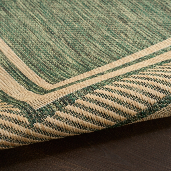Green Bordered Horizon Outdoor Rug